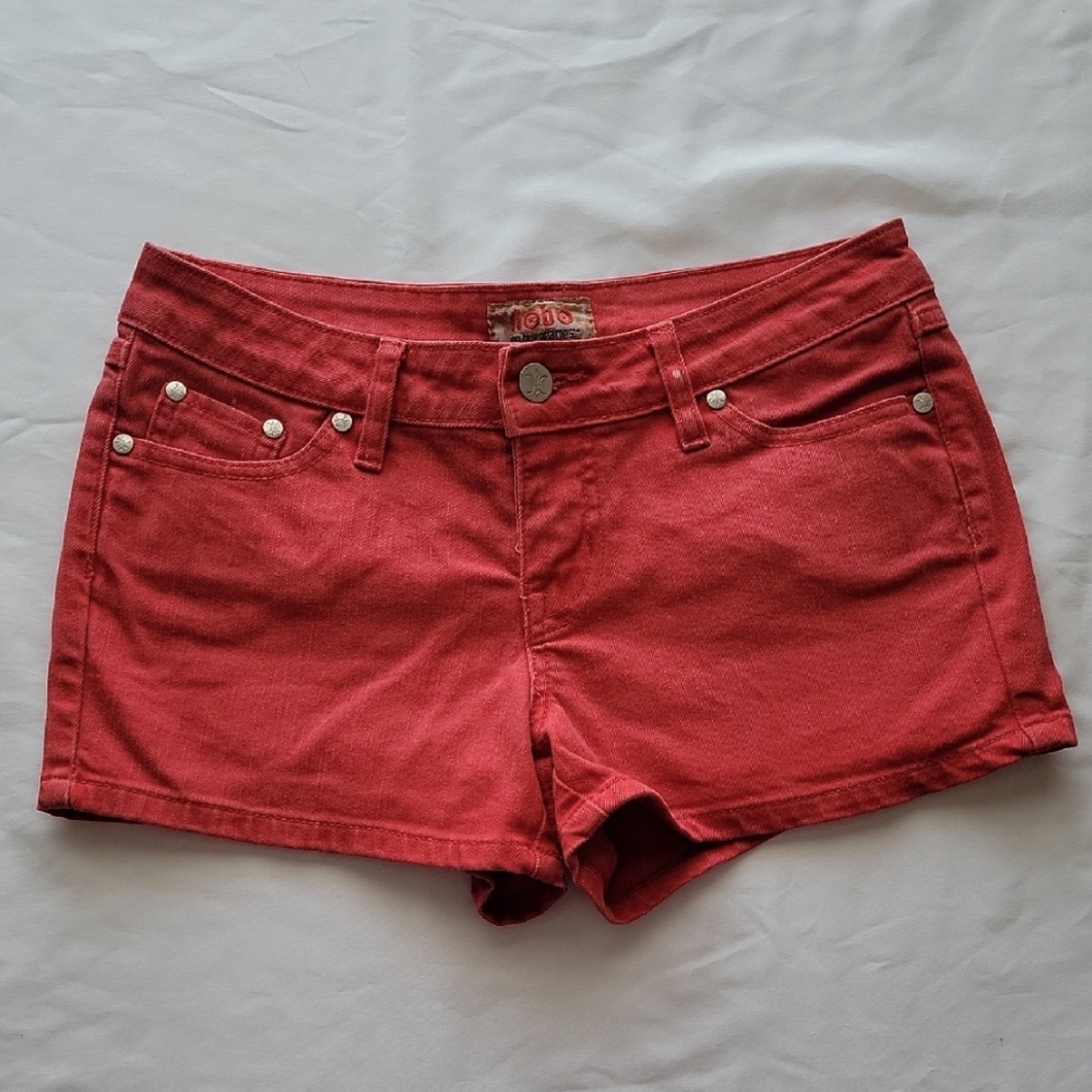 Red Cotton Shorts Juniors Size 1 Nobo No Boundaries Flap Button Pocket Low Rise